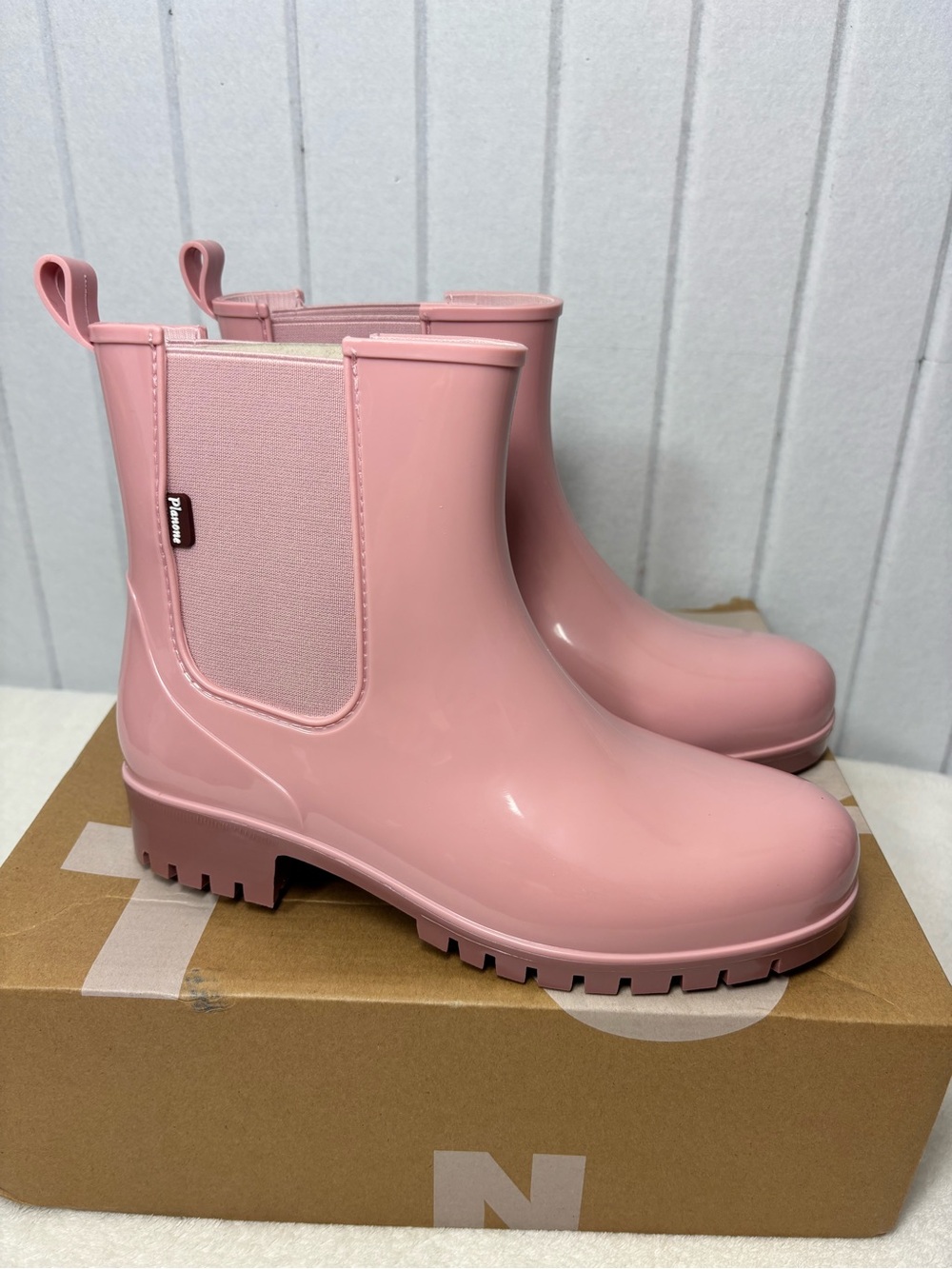 PLANONE Pink‎ Chelsea-Style Waterproof Ankle Rain Boots Size 6